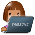 Emoji 👩🏽‍💻 Tecnologa: Carnagione Olivastra su Samsung One UI 1.0.