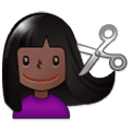 Emoji 💇🏿 Taglio Di Capelli: Carnagione Scura su Samsung One UI 1.0.