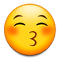 Emoji 😚 Faccina Che Bacia Con Occhi Chiusi su Samsung One UI 1.0.