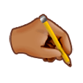 🖎🏽 Emoji Mão esquerda escrevendo: Pele Morena na Samsung One UI 1.0.