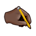 🖎🏿 Emoji Schreiben der linken Hand: dunkle Hautfarbe Samsung One UI 1.0.