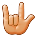 Emoji 🤟🏼 Gesto Ti Amo: Carnagione Abbastanza Chiara su Samsung One UI 1.0.
