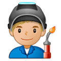 Emoji 👨🏼‍🏭 Operaio: Carnagione Abbastanza Chiara su Samsung One UI 1.0.