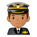 👨🏽‍✈️ Emoji Pilot: mittlere Hautfarbe Samsung One UI 1.0.