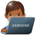 👨🏾‍💻 Emoji Tecnólogo: Pele Morena Escura na Samsung One UI 1.0.