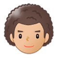 👨🏼‍🦱 Emoji Mann: mittelhelle Hautfarbe, lockiges Haar Samsung One UI 1.0.