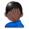 🤦🏿‍♂️ Emoji sich an den Kopf fassender Mann: dunkle Hautfarbe Samsung One UI 1.0.