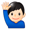 Emoji 🙋🏻‍♂️ Uomo Con Mano Alzata: Carnagione Chiara su Samsung One UI 1.0.