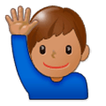🙋🏽‍♂️ Emoji Hombre Con La Mano Levantada: Tono De Piel Medio en Samsung One UI 1.0.