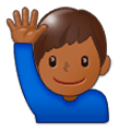 🙋🏾‍♂️ Emoji Homem Levantando A Mão: Pele Morena Escura na Samsung One UI 1.0.