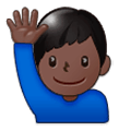🙋🏿‍♂️ Emoji Hombre Con La Mano Levantada: Tono De Piel Oscuro en Samsung One UI 1.0.