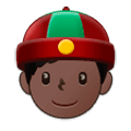 👲🏿 Emoji Hombre Con Gorro Chino: Tono De Piel Oscuro en Samsung One UI 1.0.