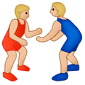 🤼🏼‍♂️ Emoji Hombres Luchando, Tono De Piel Claro Medio en Samsung One UI 1.0.