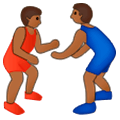 🤼🏾‍♂️ Emoji Hombres Luchando, Tono De Piel Oscuro Medio en Samsung One UI 1.0.