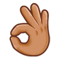 Emoji 👌🏽 Mano Che Fa OK: Carnagione Olivastra su Samsung One UI 1.0.