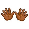 👐🏾 Emoji Mãos Abertas: Pele Morena Escura na Samsung One UI 1.0.
