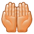 Emoji 🤲🏼 Mani Unite In Alto: Carnagione Abbastanza Chiara su Samsung One UI 1.0.