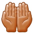 Emoji 🤲🏽 Mani Unite In Alto: Carnagione Olivastra su Samsung One UI 1.0.