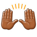 🙌🏾 Emoji Manos Levantadas Celebrando: Tono De Piel Oscuro Medio en Samsung One UI 1.0.