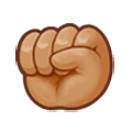 ✊🏽 Emoji Puño En Alto: Tono De Piel Medio en Samsung One UI 1.0.
