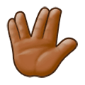 🖖🏾 Emoji vulkanischer Gruß: mitteldunkle Hautfarbe Samsung One UI 1.0.