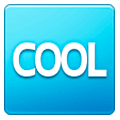 🆒 Emoji Wort „Cool“ in blauem Quadrat Samsung One UI 1.0.