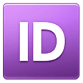 🆔 Emoji Großbuchstaben ID in lila Quadrat Samsung One UI 1.0.
