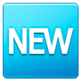🆕 Emoji Wort „New“ in blauem Quadrat Samsung One UI 1.0.