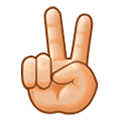 ✌🏼 Emoji Victory-Geste: mittelhelle Hautfarbe Samsung One UI 1.0.