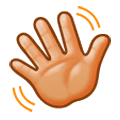 👋🏼 Emoji Mão Acenando: Pele Morena Clara na Samsung One UI 1.0.