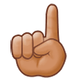 ☝🏽 Emoji Indicador Apontando Para Cima: Pele Morena na Samsung One UI 1.0.