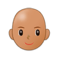 👩🏽‍🦲 Emoji Frau: mittlere Hautfarbe, Glatze Samsung One UI 1.0.