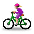 Émoji 🚴🏼‍♀️ Cycliste Femme : Peau Moyennement Claire sur Samsung One UI 1.0.