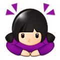 🙇🏻‍♀️ Emoji Mujer Haciendo Una Reverencia: Tono De Piel Claro en Samsung One UI 1.0.