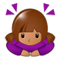 🙇🏽‍♀️ Emoji sich verbeugende Frau: mittlere Hautfarbe Samsung One UI 1.0.