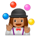 🤹🏽‍♀️ Emoji Jongleurin: mittlere Hautfarbe Samsung One UI 1.0.