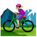 🚵🏼‍♀️ Emoji Mountainbikerin: mittelhelle Hautfarbe Samsung One UI 1.0.