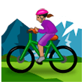 🚵🏽‍♀️ Emoji Mountainbikerin: mittlere Hautfarbe Samsung One UI 1.0.