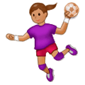 🤾🏽‍♀️ Emoji Mujer Jugando Al Balonmano: Tono De Piel Medio en Samsung One UI 1.0.