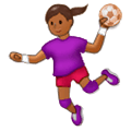 🤾🏾‍♀️ Emoji Mujer Jugando Al Balonmano: Tono De Piel Oscuro Medio en Samsung One UI 1.0.
