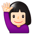 🙋🏻‍♀️ Emoji Frau mit erhobenem Arm: helle Hautfarbe Samsung One UI 1.0.