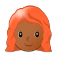 👩🏾‍🦰 Emoji Frau: mitteldunkle Hautfarbe, rotes Haar Samsung One UI 1.0.
