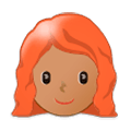 👩🏽‍🦰 Emoji Frau: mittlere Hautfarbe, rotes Haar Samsung One UI 1.0.
