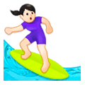 🏄🏻‍♀️ Emoji Mulher Surfista: Pele Clara na Samsung One UI 1.0.