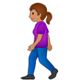 🚶🏽‍♀️ Emoji Mulher Andando: Pele Morena na Samsung One UI 1.0.