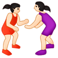 🤼🏻‍♀️ Emoji Mulheres Lutando, Pele Clara na Samsung One UI 1.0.