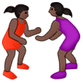 🤼🏿‍♀️ Emoji Mujeres Luchando, Tono De Piel Oscuro en Samsung One UI 1.0.