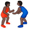 🤼🏿 Emoji Personas Luchando, Tono De Piel Oscuro en Samsung One UI 1.0.