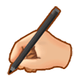✍🏼 Emoji Mano Escribiendo: Tono De Piel Claro Medio en Samsung One UI 1.0.