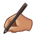✍🏽 Emoji schreibende Hand: mittlere Hautfarbe Samsung One UI 1.0.